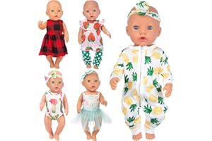 ZITA ELEMENT 14-16 Inch Baby Doll Clothes Dresses Outfits Pjs for 43cm New Baby Dolls, 15 Inch Baby Doll, American 18 Inch Do