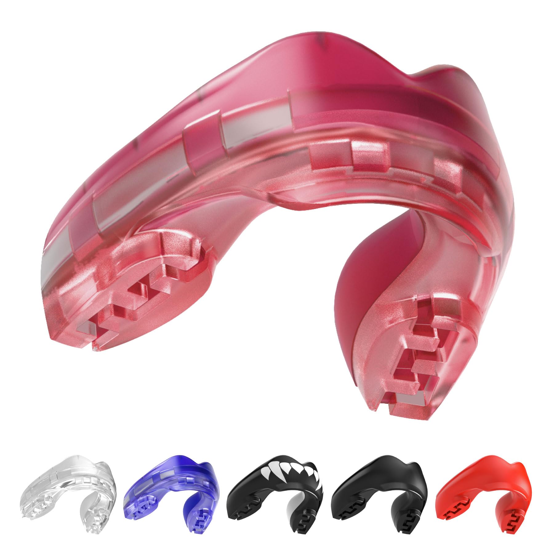 SafeJawz Mouthguard for Braces, One Size Re-mouldable Gum Shield with Case for Boxing, MMA, Rugby, Martial Arts, Judo, Karate, Hockey and All Contact Sports (Ice Pink)