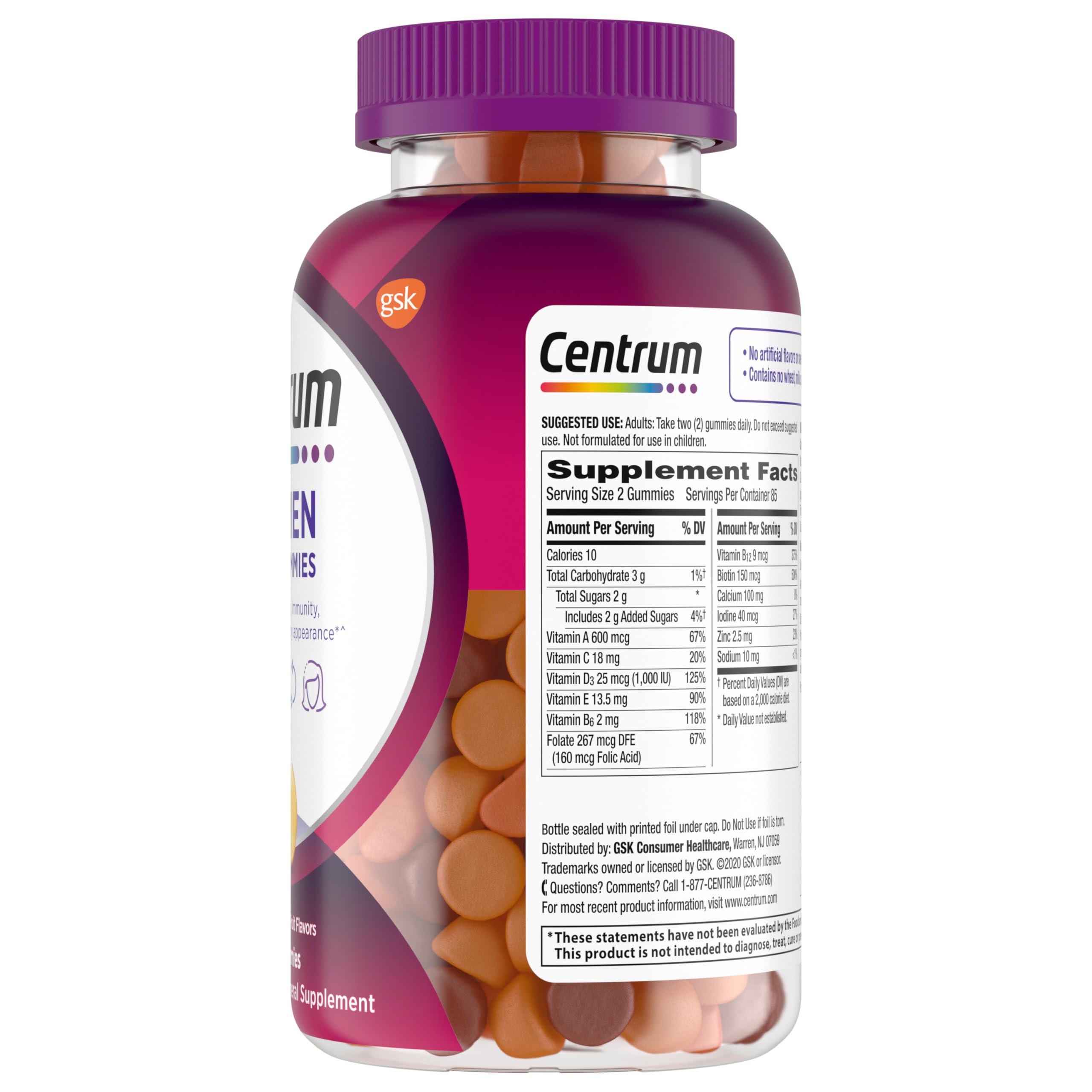 Centrum MultiGummies Gummy Multivitamin for Women, Multivitamin/Multimineral Supplement with Vitamin D3, B Vitamins and Antioxidants, Assorted Fruit Flavor - 170 Count
