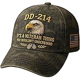DD-214 Army Veteran Hat, Embroidered Patriotic Baseball Cap, Patriotic Veteran Day Gifts for Retired Soldiers (Green)