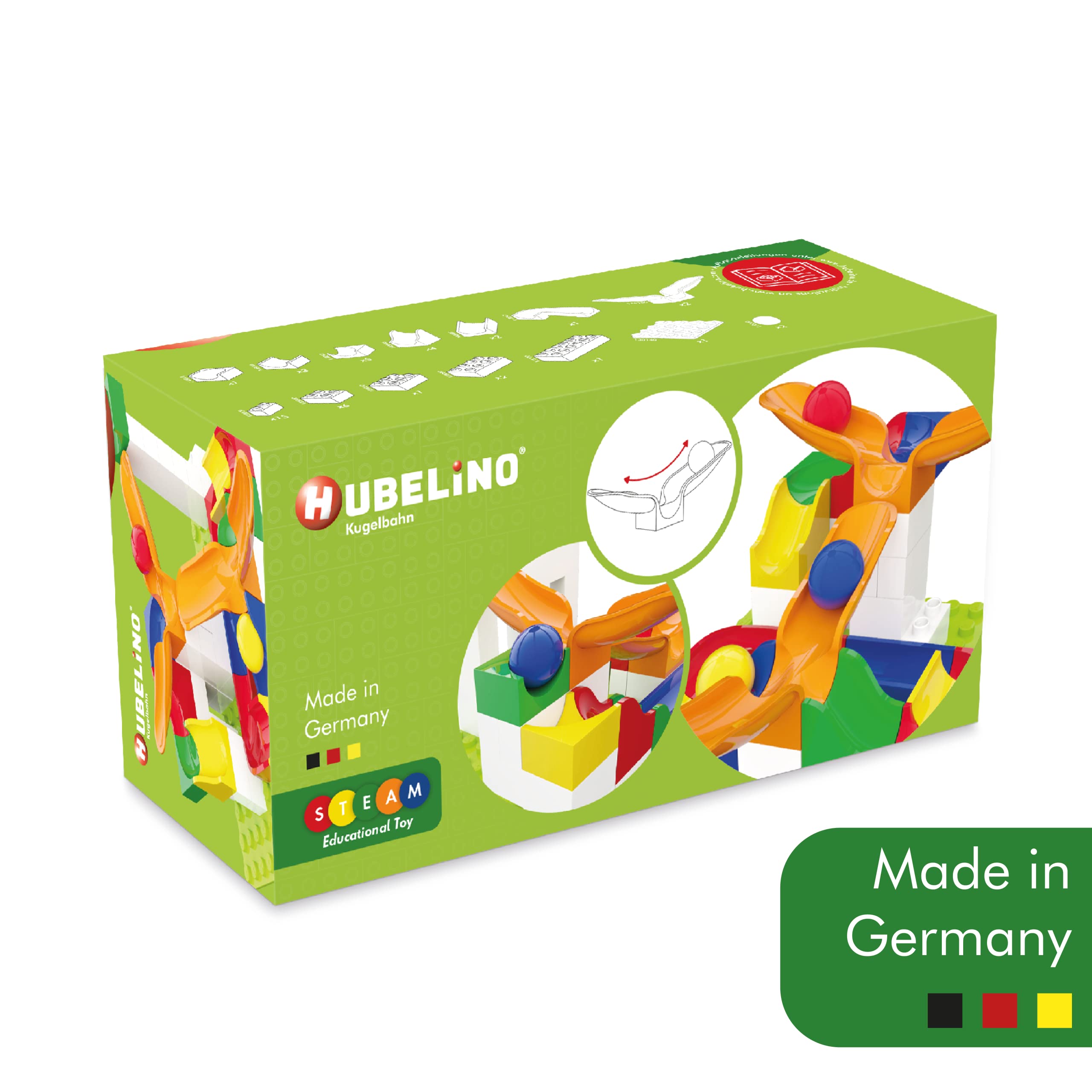 Hubelino Cradle Chute Action Set - The Original - 44 Piece Marble Run Set - Made in Germany