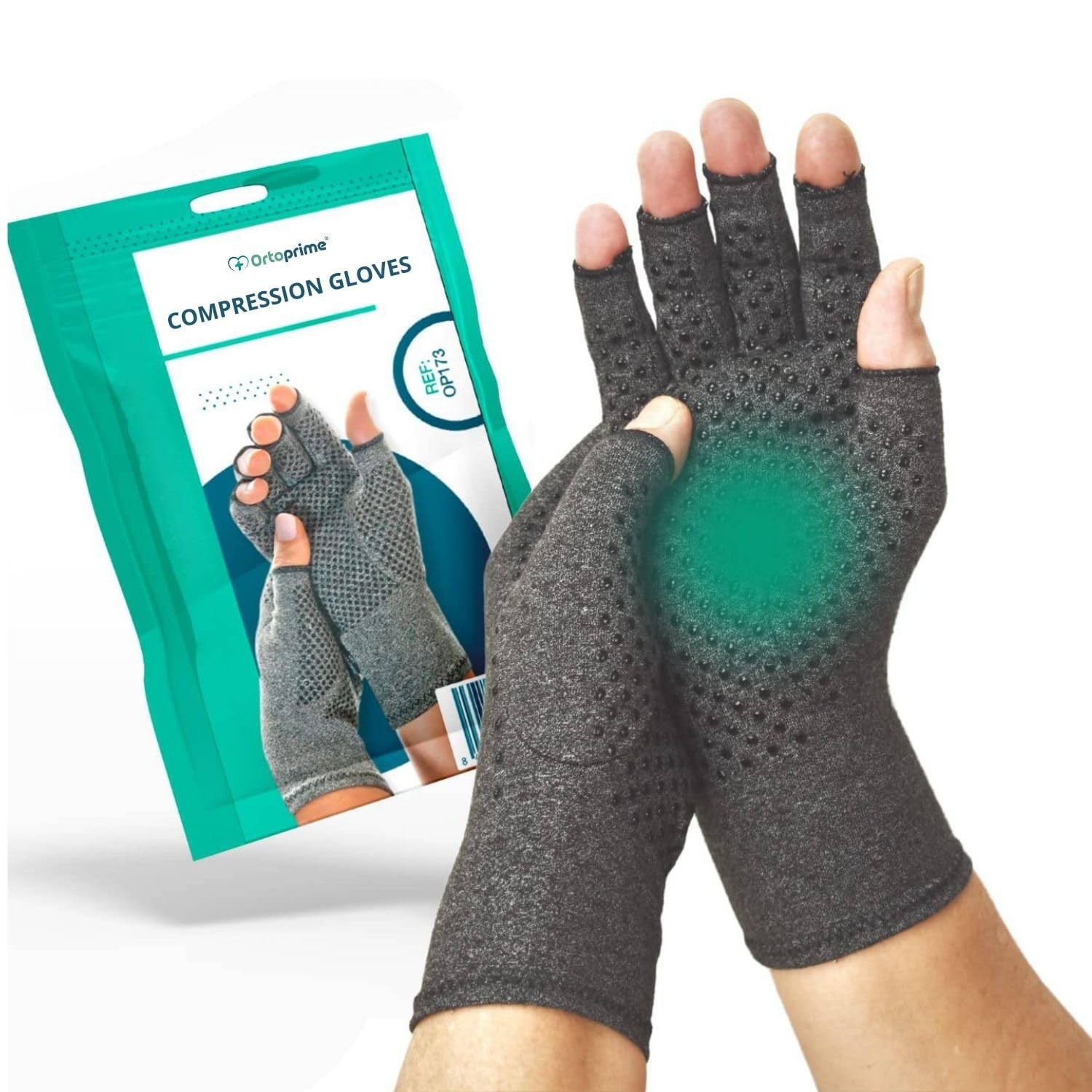 OrtoPrime PAR Gloves Arthritis and Arthrisis Comfort - Compression Gloves Rheumatoid Arthritis - Compression Gloves - Antiarthritis Gloves Men and Women - Relief Pain Freedom of Movement (Large)