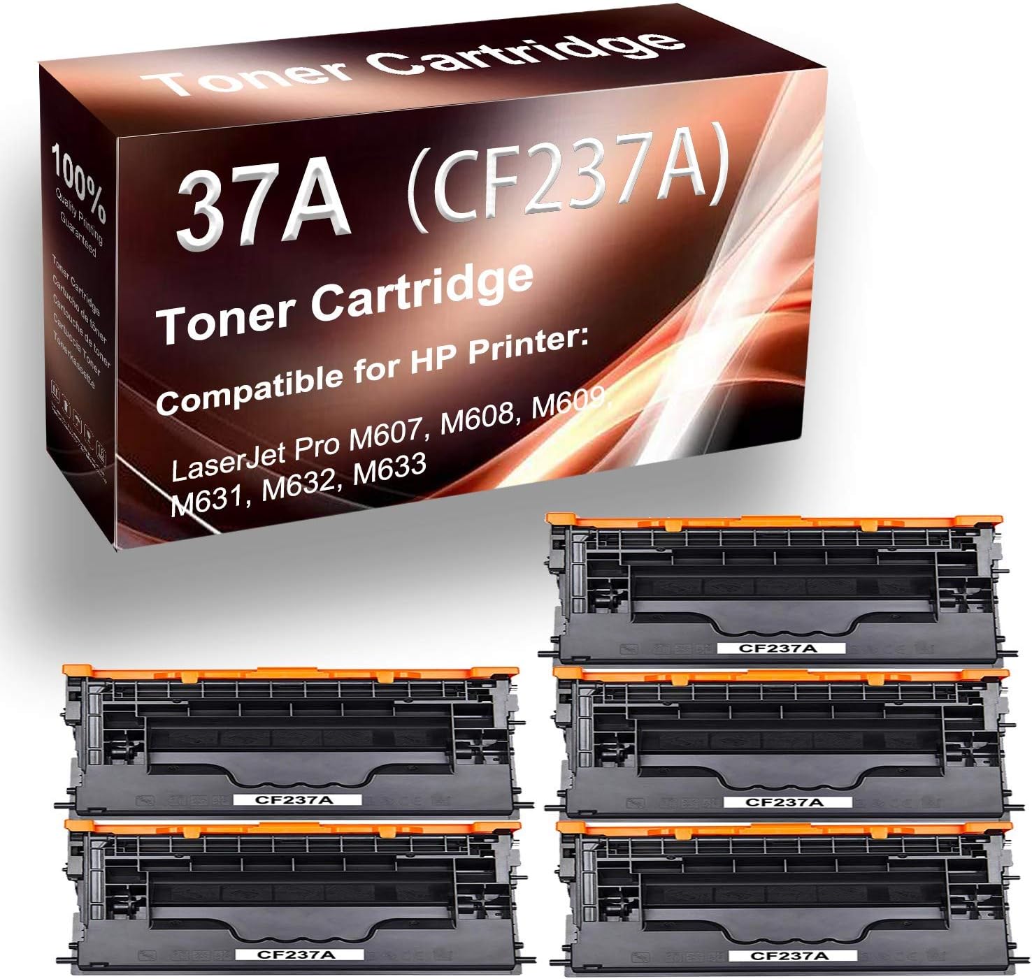 5Pack (Black) Compatible 37A CF237A Toner Cartridge to