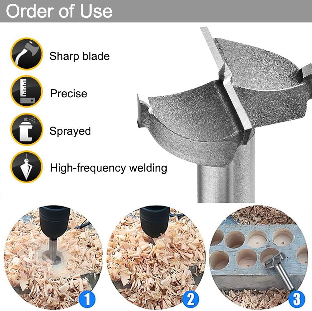 Aohoo 16pcs Forstner Drill Bit Set,Tungsten Steel, HSS Titanium Coated, Forstner Bits for for Wood Furniture, Cabinets, Cork - Image 5