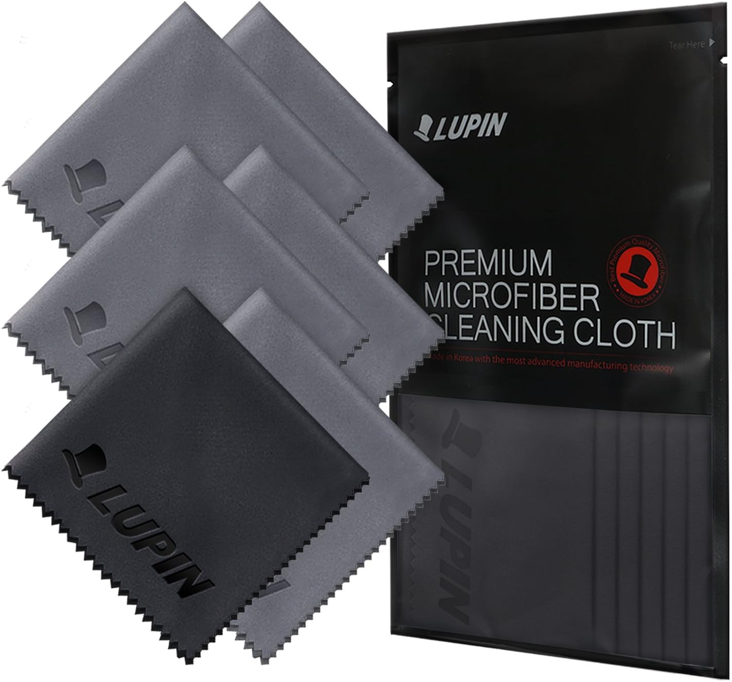 Lupin Microfiber Cleaning Cloths, 6 Pack Premium Ultra Lint Free