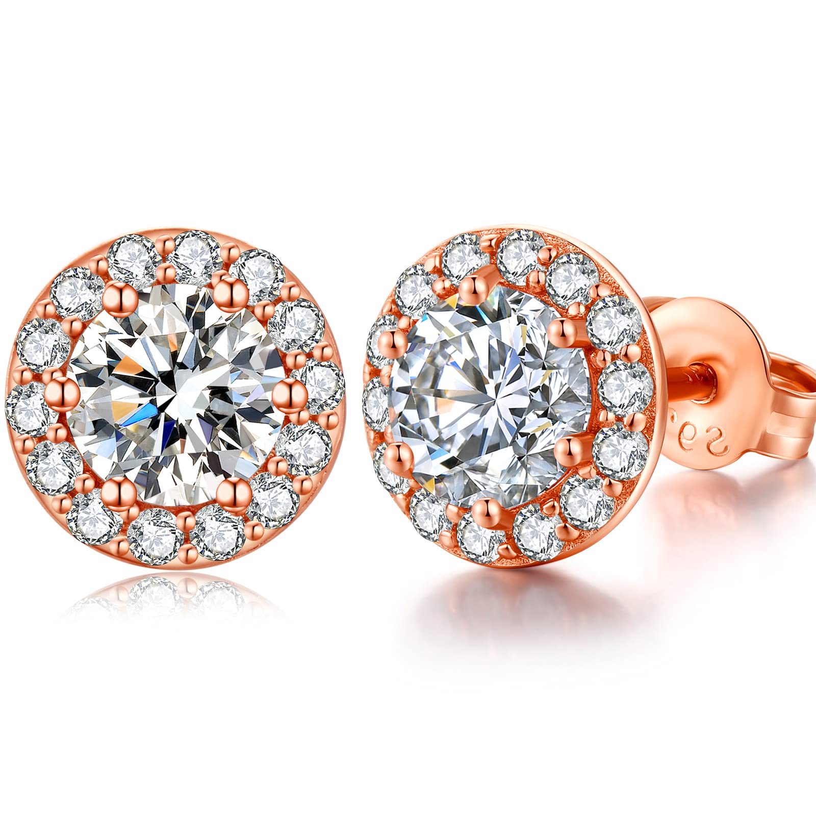 Diamond Earrings for Women Men Diamond Studs Halo Earrings 925 Sterling Silver Cubic Zirconia Cz Earring Studs — image 1
