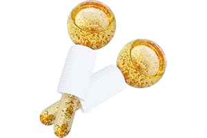 EJOEXQU Ice Globes for Your Face, 2PCS Cooling Ice Globes for Facials, Ice Roller for Facial Massager, Freezer Safe and Highly Effective Ice Ball Tool for Face and Eye, Daily Beauty, Reduce Puffiness (Gold)