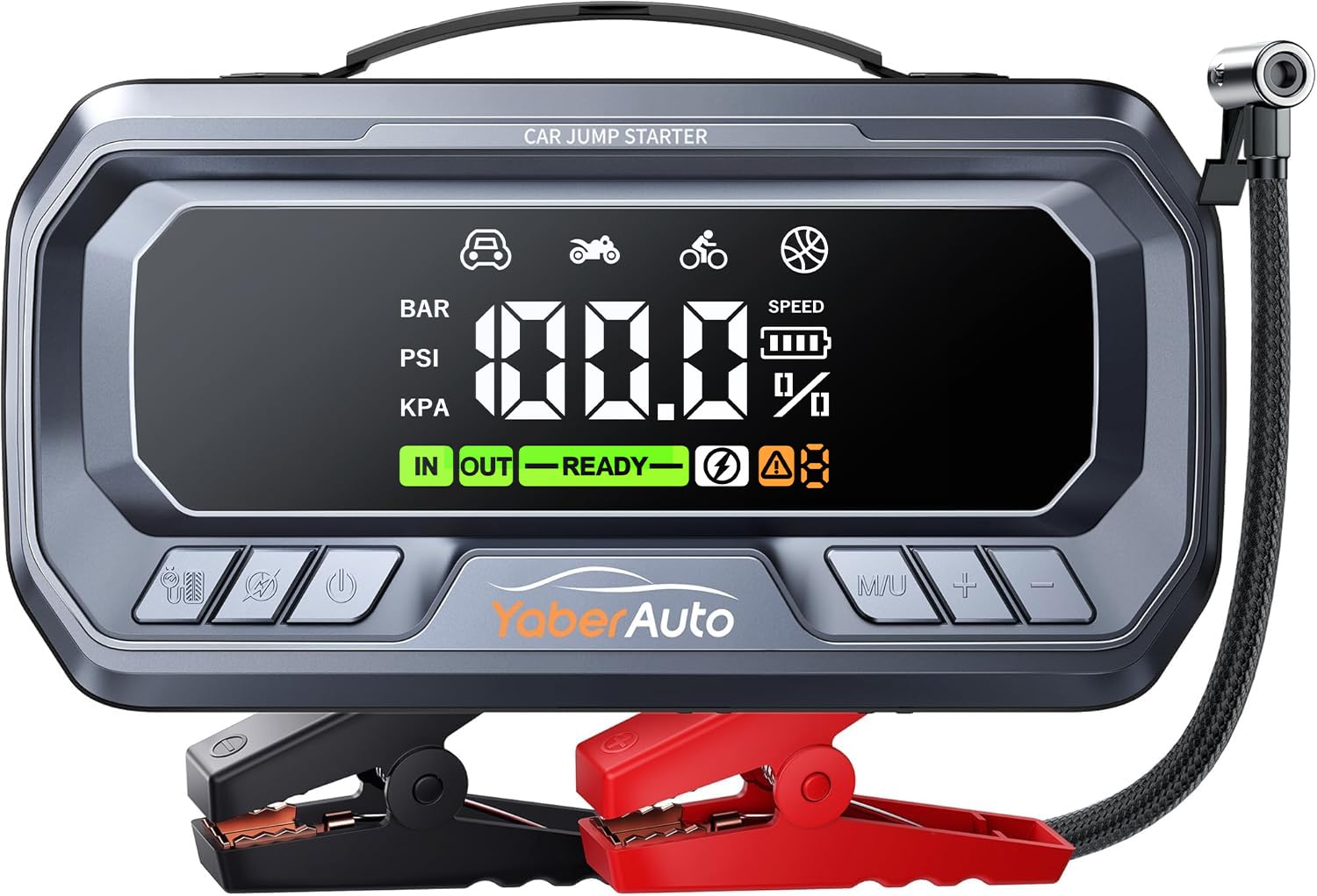 YaberAuto 10-in-1 Jump Starter with Air Compressor