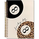 FITIE Trendy Leopard and Black Lucky 8 Ball Notebook, Funky Leopard Print Journaling Notebook, Vintage Modern Billiards Journal, Aesthetic Cheetah Print Balls Spiral Notebooks 5.5x8.3 Inch