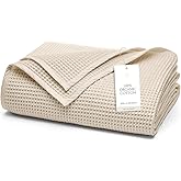 BOLL & BRANCH Waffle Bed Blanket - Full/Queen, Natural - Luxury 100% Organic Cotton - Soft, Lightweight and Breathable - Textured Waffle Weave Design