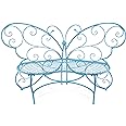 Alpine Corporation 62" L Indoor/Outdoor 2 Person Metal Butterfly Shaped Garden Bench, Blue