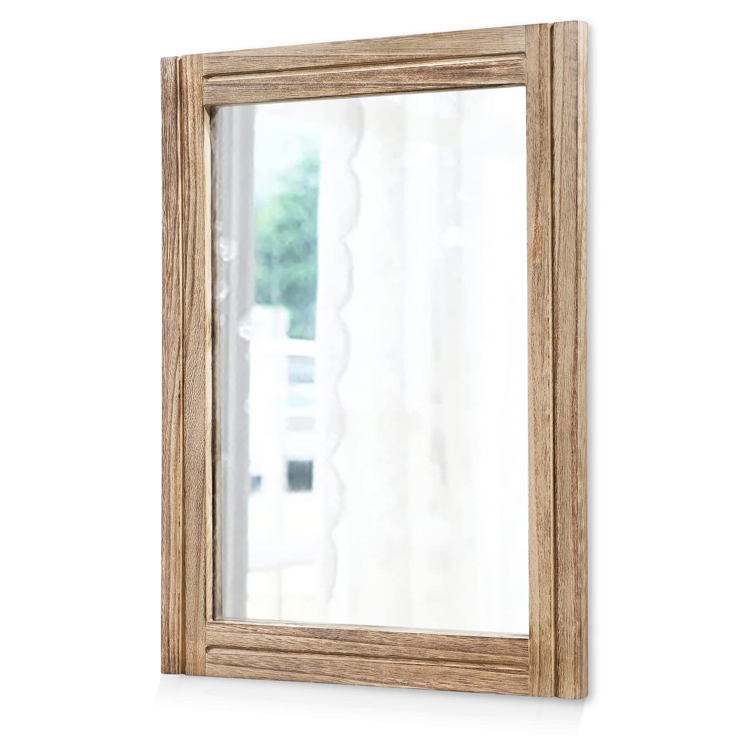 AAZZKANG Rustic Mirrors for Wall Rectangle Wood Frame Mirror 50 x 40 cm Farmhouse Bedroom Bathroom Decorative Mirror