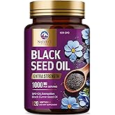 Black Seed Oil 1000mg - Premium Extra Strength Nigella Sativa Blackseed Oil - Black Seed Oil Skin, Digestive Health & Immune Support - Non-GMO Antioxidant, Gluten Free Supplement - 120 Softgels
