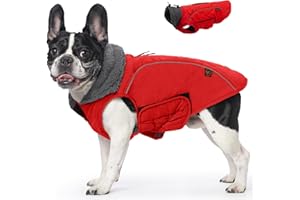 EMUST Dog Winter Coats, Windproof Dog Jackets for Cold Weather with Lofty Collar, Reflective Puppy Clothes for Small Dog Clot