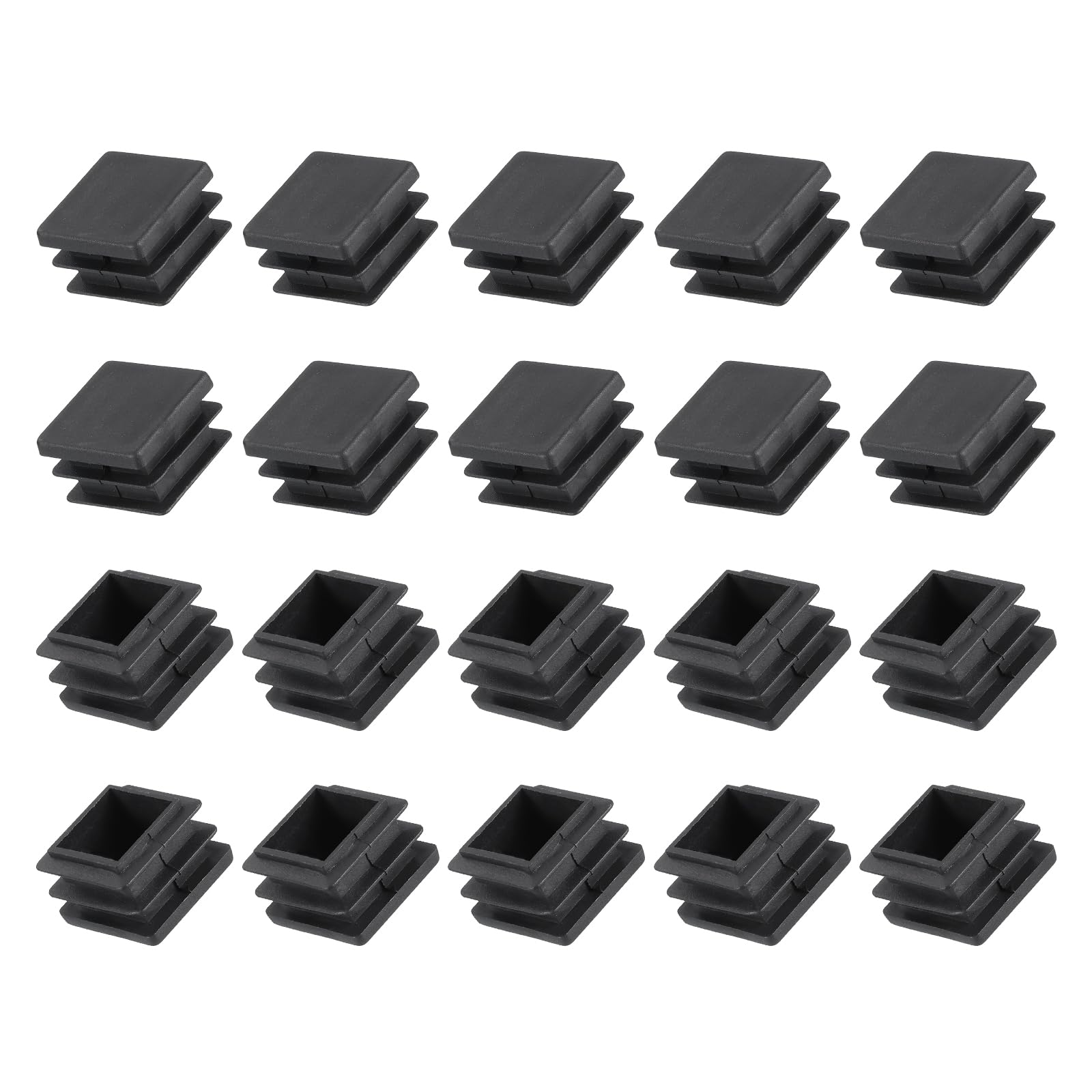 METALLIXITY Square Tube End Cap(25 x 25mm) 100Pcs, Plastic Plugs Insert End Caps Pipe Cap Cover Threaded End Blanking Caps Protector - for Square Tube Fence Furniture Table Chair Legs, Black