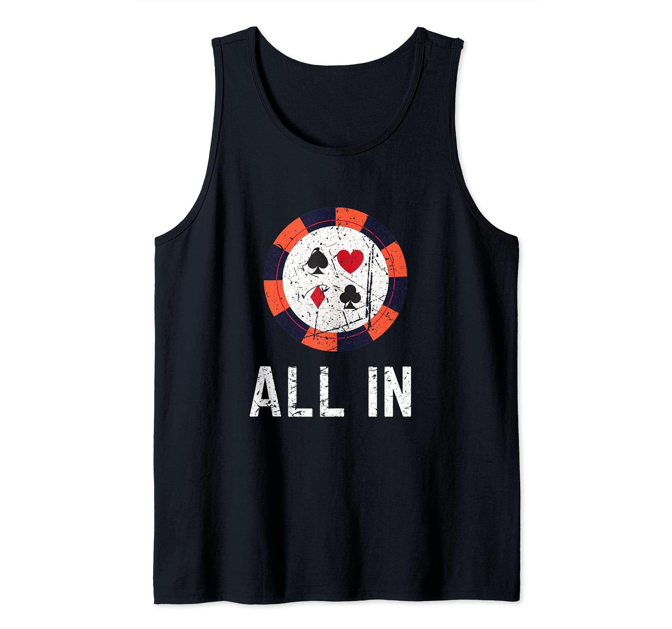 Mens Funny All In Poker Chip Design Poker Player Tank Top