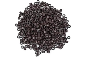 1000 Pcs Hair Extension Beads 5 mm Silicone Lined Micro Rings Links Beads for I Tip Extensions (Dark Brown)