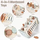 DINORUN Montessori Wooden Toy 4 in 1 Hammering Xylophone Fishing Gear view 2