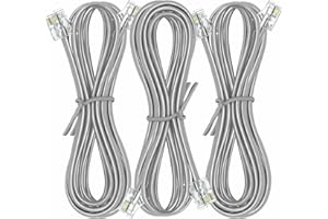 NECABLES 3Pack Phone Cord 10 ft Telephone Cord Phone Cable RJ11 6P4C Male to Male for Landline and Fax - 10 Feet