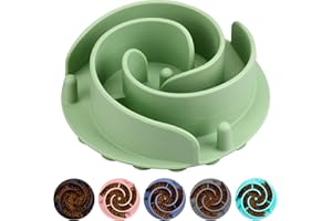 Slow Feeder Dog Bowls Insert, Bestalk Soft Silicone Slow Eating Feeder Insert with Suction Cups for Small, Medium and Large Dogs, Fit into Basic and Elevated Dog Bowls, Green