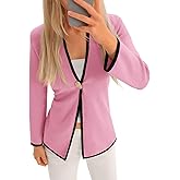 Saodimallsu Womens V Neck Cardigan Sweaters Long Sleeve Button Dressy Casual Color Block Knit Sweater Blazer