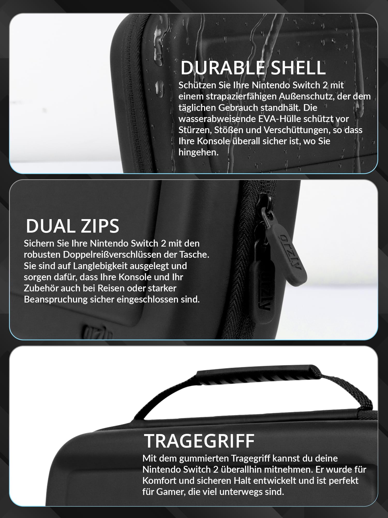 Orzly Tragetasche für die Nintendo Switch 2 (2025) Konsole, 7,9 Zoll Bildschirmschutz, Hartschalenetui mit intelligenter Aufbewahrung für Zubehör und Spiele, Taschen, Geschenkbox-Edition 4