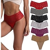 Delcroix Lace Thongs for Women - Cotton Underwear Panties Pack