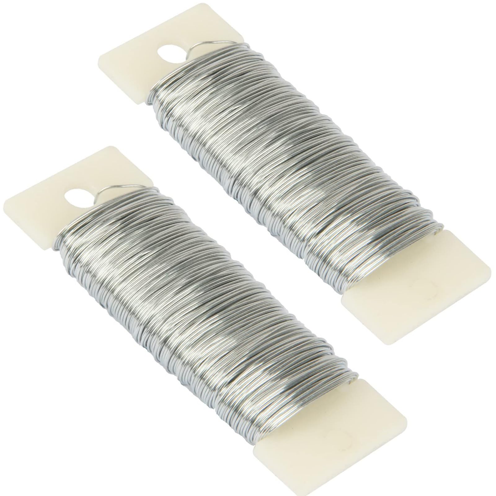 2Pack Floristry Wire Silver Garden Floral Wire 22 Gauge FloristsWire,FloralWire Christmas WreathWire,MossingWire Binding Wires,Flexible Paddle Wires for Xmas Wreath Makeing,Craft,Flower Arrangements