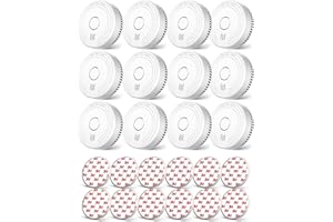 Ecoey Smoke Alarm Fire Detector, Battery Included Photoelectric Smoke Detector with Test Button and Low Battery Signal, Small Fire Alarm for Home, Bedroom FJ136GB, 12 Packs
