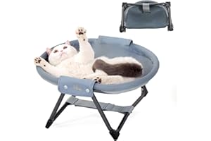 KITTY KINGDOM Elevated Cat Hammock Bed, Foldable No-Assembly Cat Bed with Breathable Mesh for Indoors and Outdoors Use, Lightweight Raised Pet Bed for Cats and Small Dogs