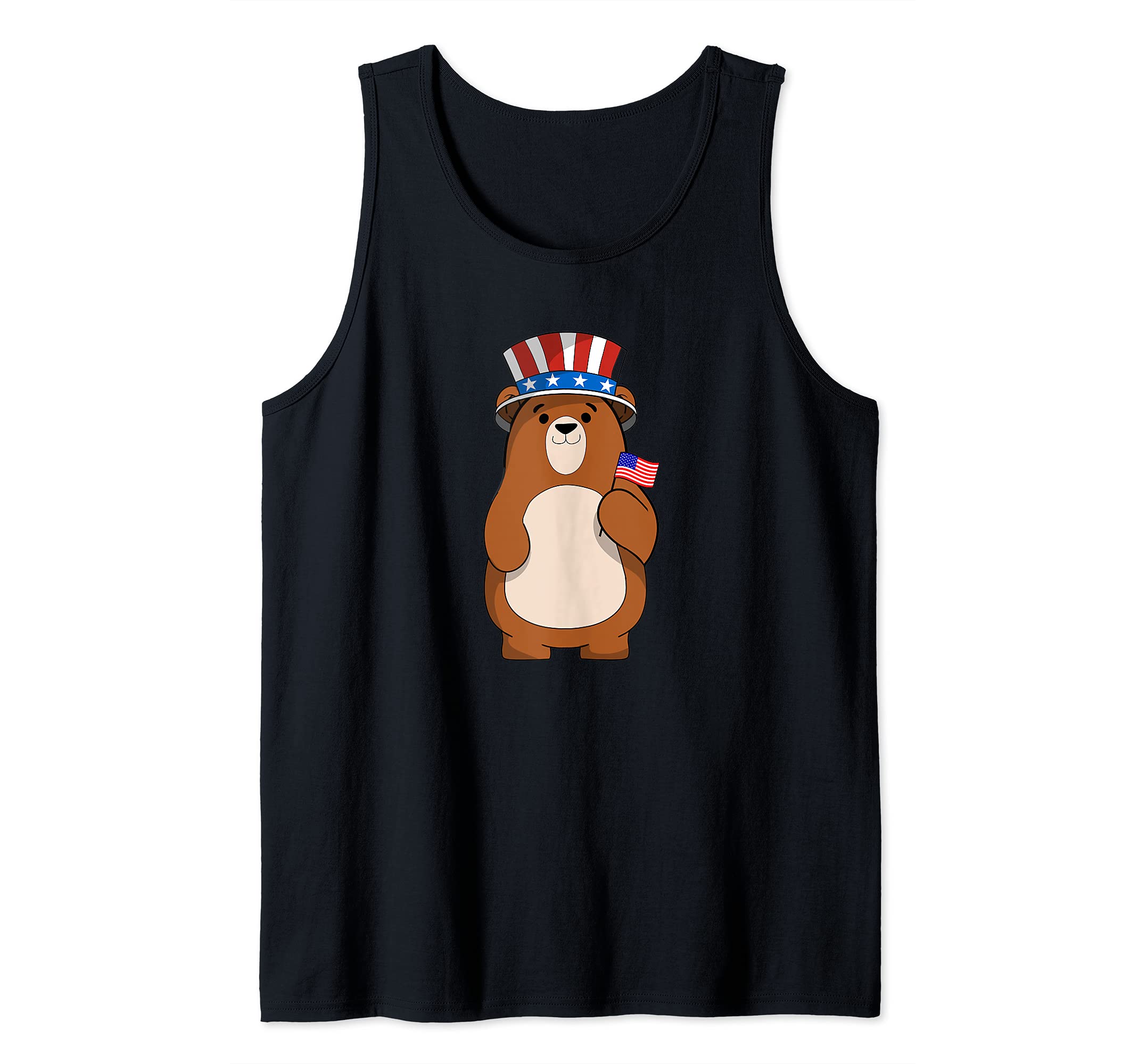 America 4th of July Independence Day Patriotic Bear Tank Top