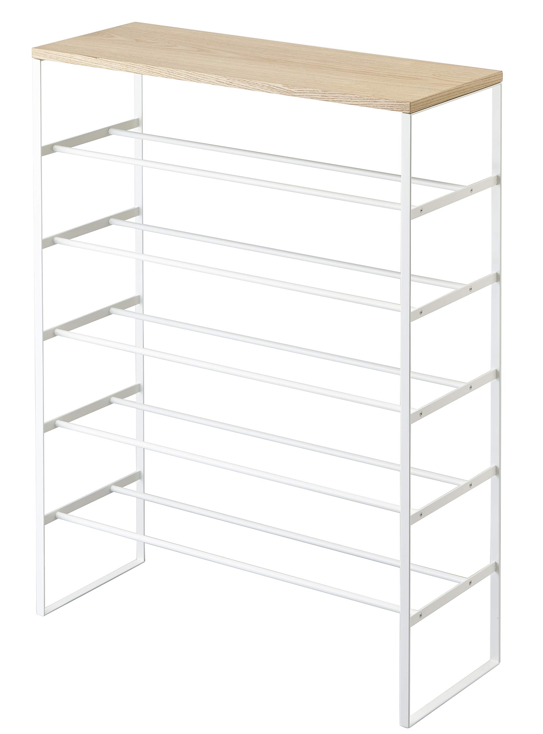 buy shoe rack online on Yamazaki Home Tower 6 Tier Wood Top Shoe Rack White Buy Online In Andorra At Andorra Desertcart Com Productid 146048857