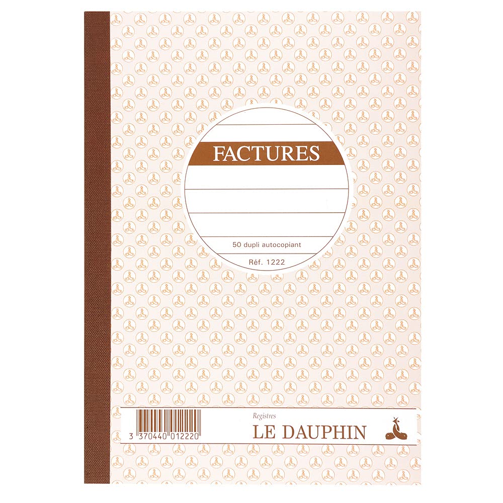 le dauphin - Ref. 1222D - Lot of 5 INVOICE manifolds - carbonless paper - duplicate (1 original and 1 copy) - 50 sheets - format 21 x 14.8 cm - varnished cover