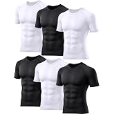 6 Pack Men's Compression Shirt Short Sleeve Workout T Shirts Baselayer | Moisture wicking, lightweight, tagless, quick dry, 4 way stretch, elastic fabric, workout, fitness, gym, running, basketball