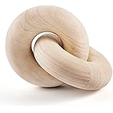 2-Link Wood Chain Decor Coffee Table Decor, Hand Carved Wood Knot Modern Home Accent Decor for Living Room Shelf Entryway, Bo