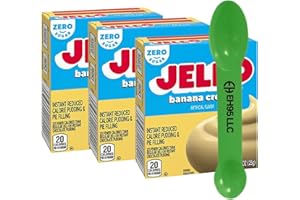 EH95 LLC (Pack of 3) Jello Banana Cream Instant Reduce Calorie Pudding & Pie Filling Mix 0.9 oz - 2 in 1 Measuring Spoon Included