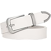 JASGOOD Women Leather Belt for Jeans Pants Ladies Waist Belt for Dress with Silver Buckle