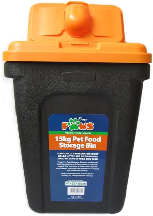 Prime Paws Pet Food Storage Container Grey/Orange Holds 25kg Amazon