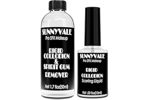 SUNNYVALE 15ml Rigid Collodion with Brush and Remover Kit, Professional Scarring Liquid For Face Body Fake Scar Makeup for Halloween SFX Special Effects Costume Theatre Film Makeup(0.53oz+1.7oz)
