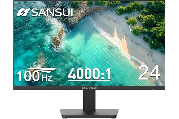 SANSUI Monitor 24 inch 100Hz Computer Monitor丨FHD 1080P PC Monitor丨HDMI丨FreeSync丨HDR丨Earphone Jack丨 Ergonomic Tilt for Home and Office