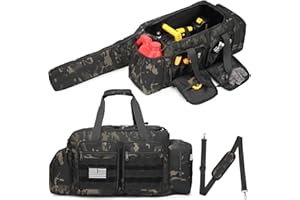 SLINRKE Chainsaw Carrying Case - Tactical Style Waterproof Storage Bag for EGO, Dewalt, Greenworks 14 & 16 & 18 Inch Power Chainsaw & Accessories, Bag Only (Black Camo)