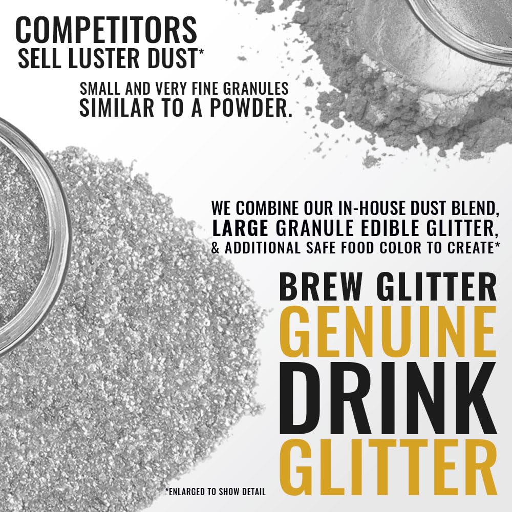 Brew Glitter Clear Edible Drink Glitter 1x 4g Jar for Cocktails, Beer, & Beverages