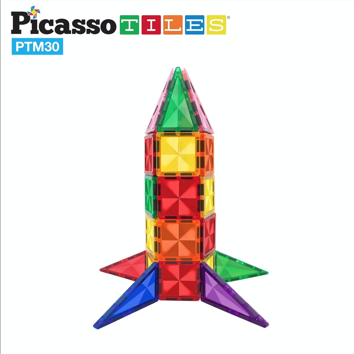 PicassoTiles 30 Piece Magnetic Building Blocks Mini Diamond Series Travel Size On-the-Go Magnet Construction Toy Set STEM Learning Kit Education Playset Child Brain Development - Image 4