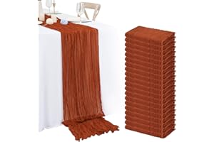 LUMAYCENS 20 Pack 10Ft Terracotta Cheesecloth Table Runner Boho Romantic Gauze Table Runner Cheese Cloth Long Table Runner for Wedding Party Bridal Shower Thanksgiving Christmas Decoration