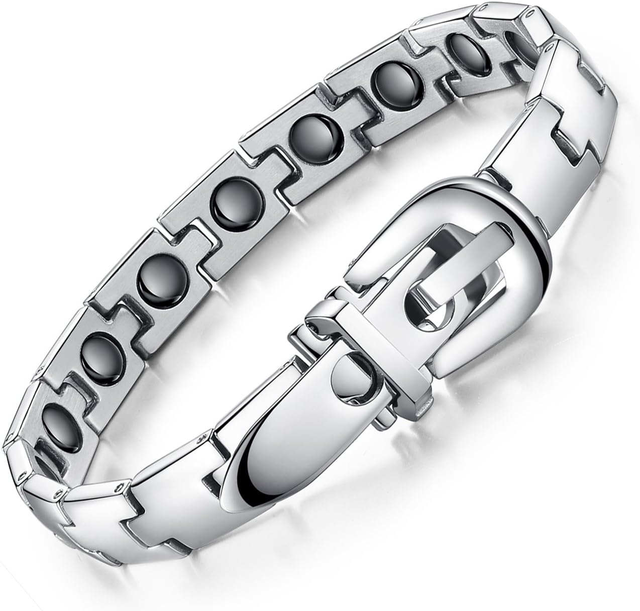 Titanium Steel Health Bracelet, Health Magnet Bracelet,Magnetic Therapy Pain Relief Bracelet for Arthritis in Women Men Bangle