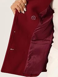 Allegra K Women's Notched Lapel Double Breasted Pea