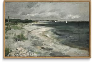 WITCOLOR Framed Large Canvas Wall Art, 16×24in Vintage Wall Art Decor for Living Room Nature Landscape Ocean Wood Wall Art Prints Classical Seaside Scenery Painting for Bedroom Office Home Decoration