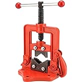 NINGWAAN Forged Pipe Vise, Heavy Duty Cast Iron Bench Yoke for Fixing Pipes, Fits 0.4 to 3.5 Inch (10-90mm), Red 22071312