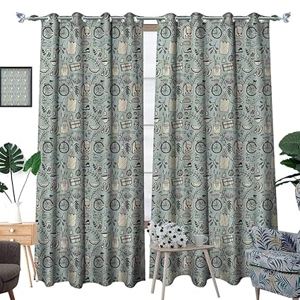 Amazon Com Homehot Doodle Window Curtain Fabric Summer Good Mood
