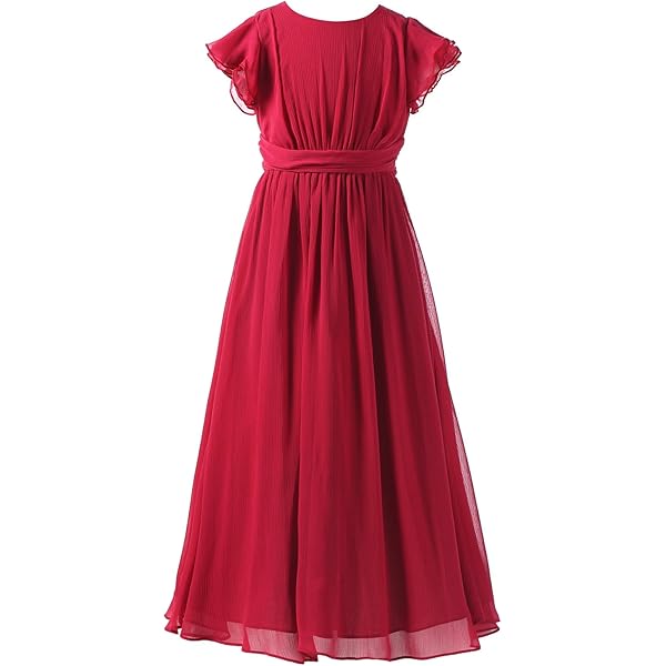 open lace back dress V Back Burgundy Junior Bridesmaid & Flower Girl Dress